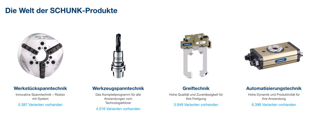 Schunk - Werkzeugspanntechnik, Werkstückspanntechnik, Greiftechnik und Automatisierungstechnik