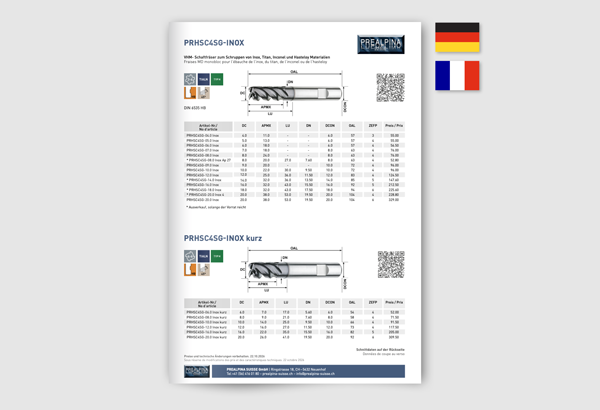 PRHHSC4SG-Inox- VHM- Schaftfräser zum Schruppen von Inox, Titan, Inconel und Hasteloy Materialien